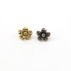 Sterling Silver or Vermeil Tiny Daisy Flower 9mm Button in or Shiny Wrap – Antique Silver