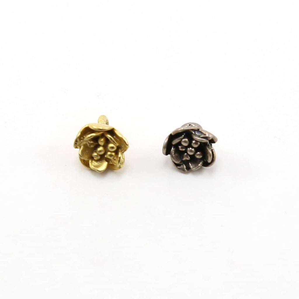 Sterling Silver or Vermeil Dainty Flower Button in or Shiny Wrap Bracelet