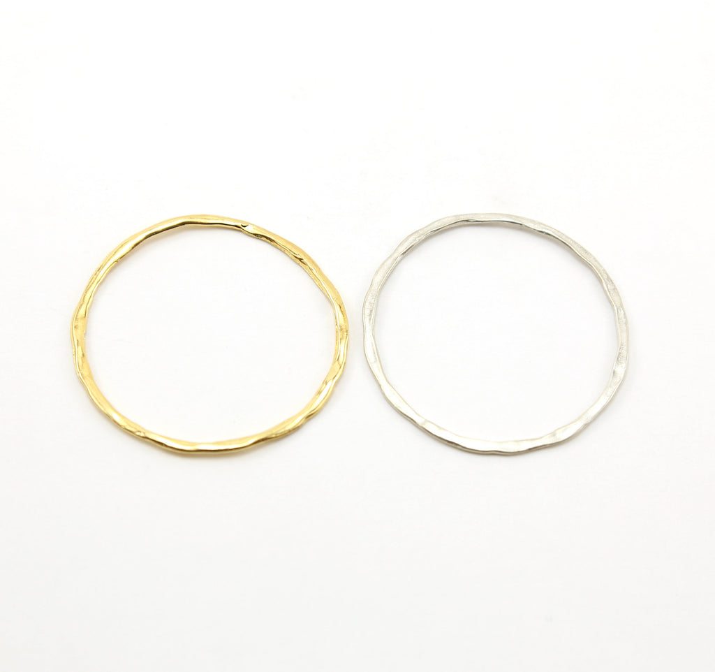 47mm Sterling Silver or Vermeil Extra Large Hammered Textured Connector Ring