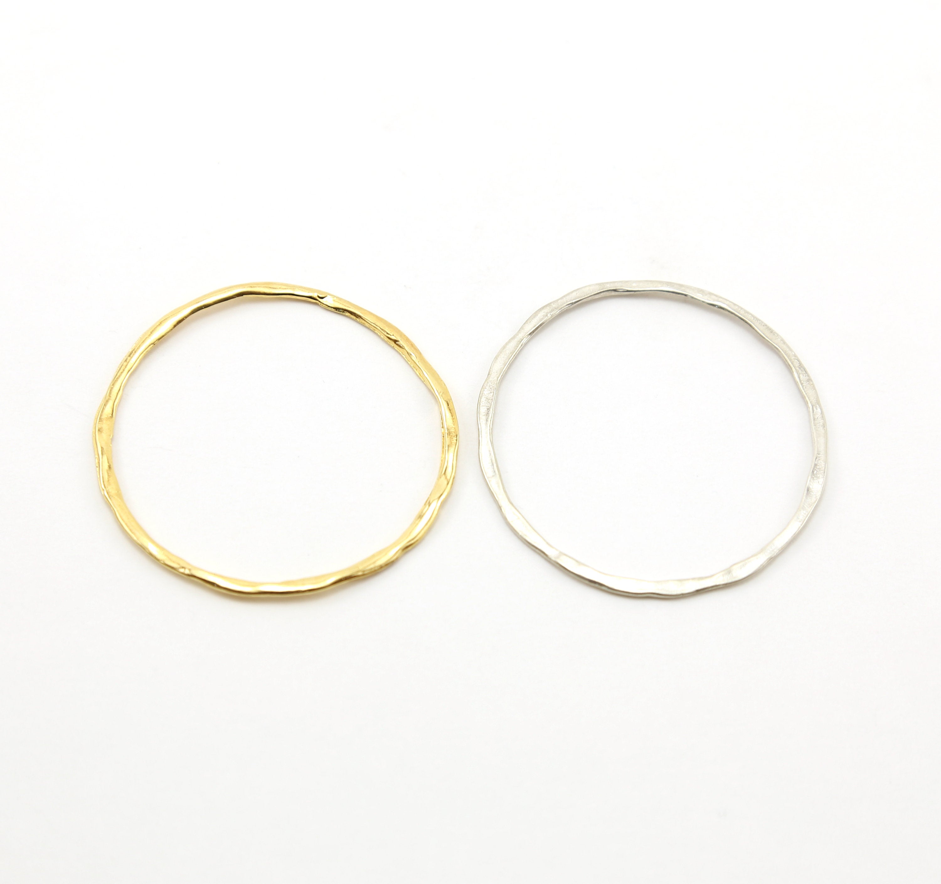 47mm Sterling Silver or Vermeil Extra Large Hammered Textured Connector Ring
