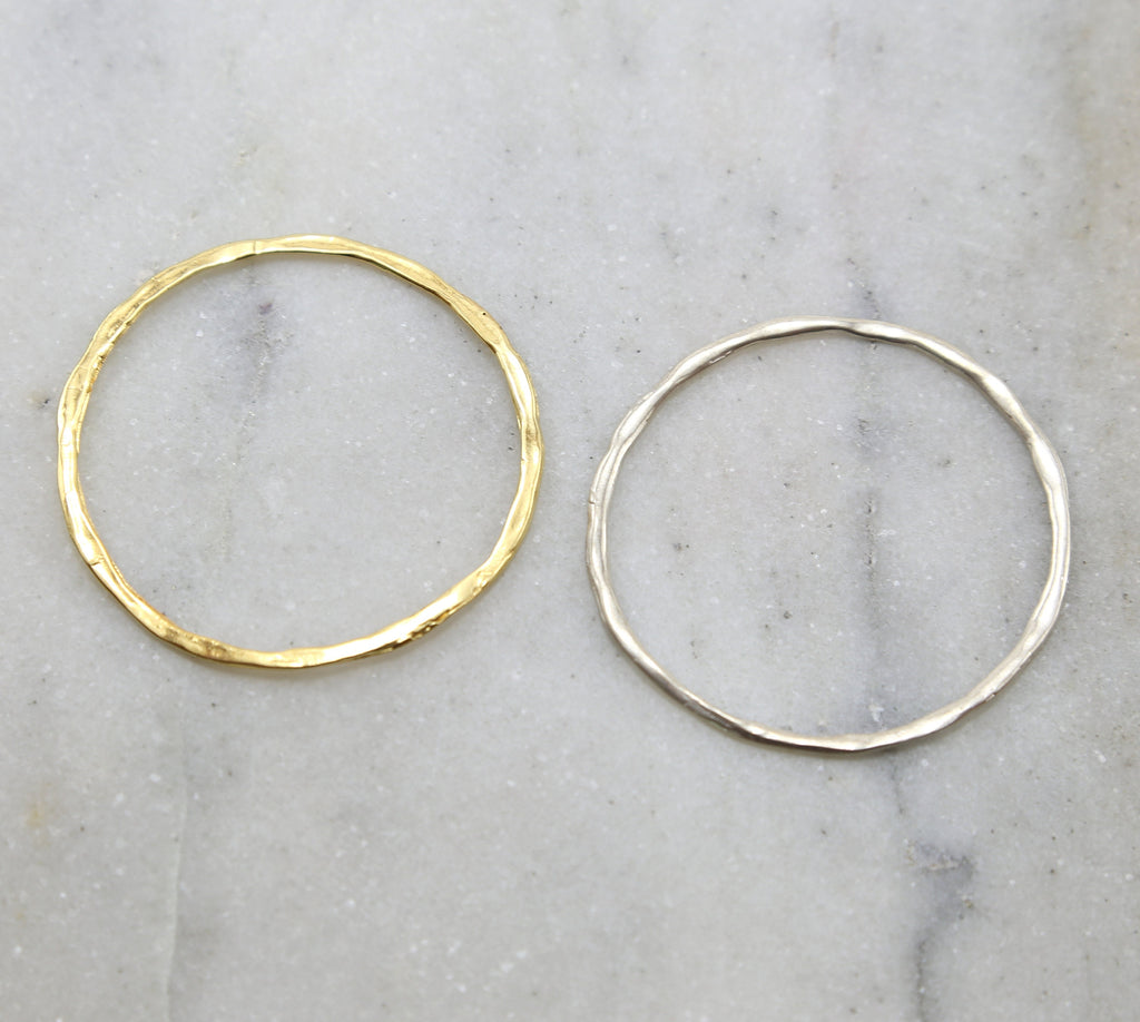 47mm Sterling Silver or Vermeil Extra Large Hammered Textured Connector Ring