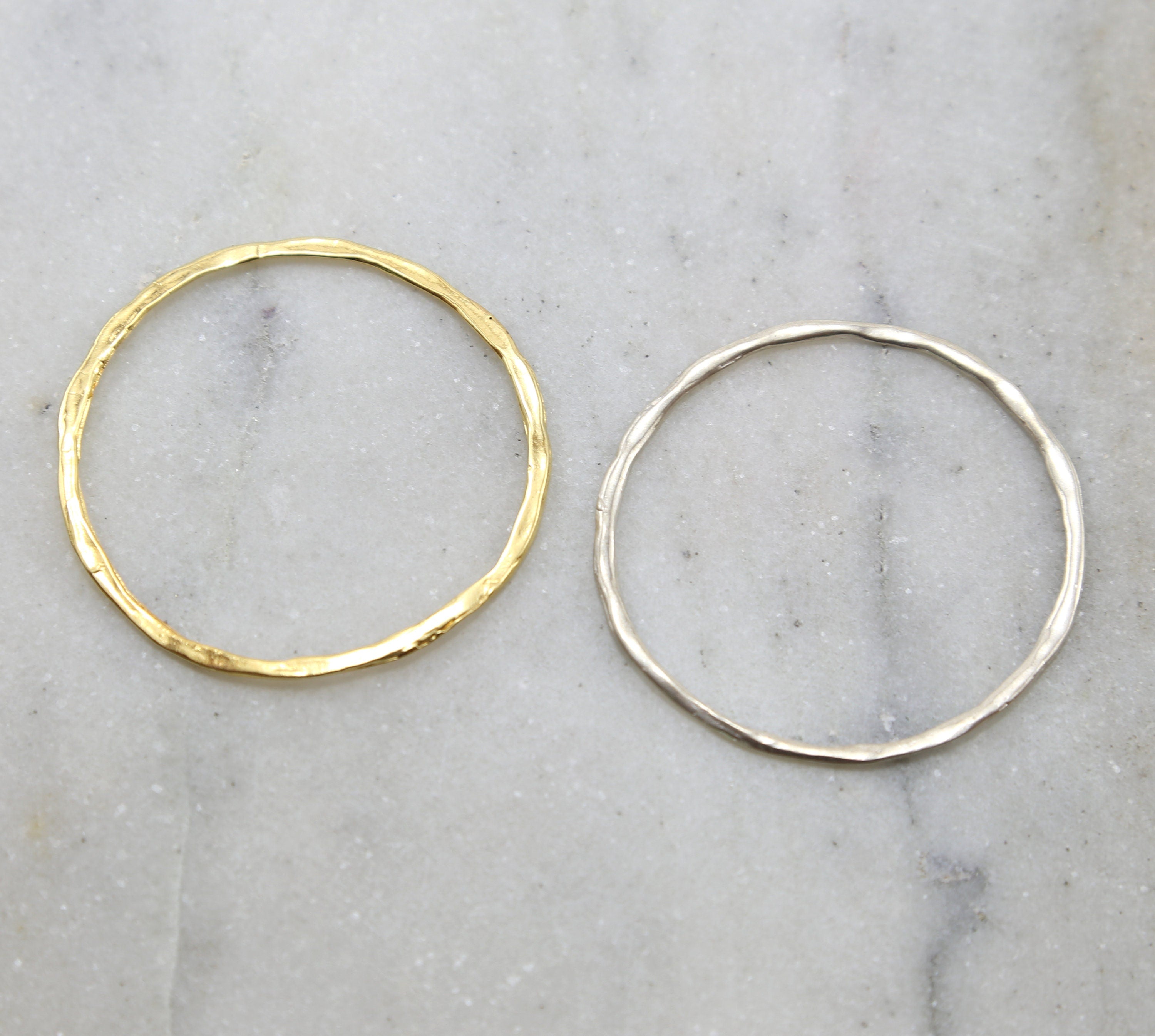 47mm Sterling Silver or Vermeil Extra Large Hammered Textured Connector Ring