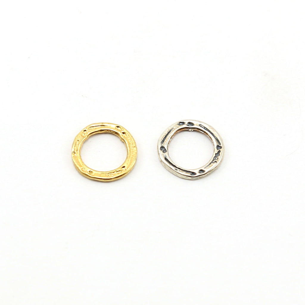 12mm Sterling Silver or Vermeil Small Hammered Textured Open Circle Connector
