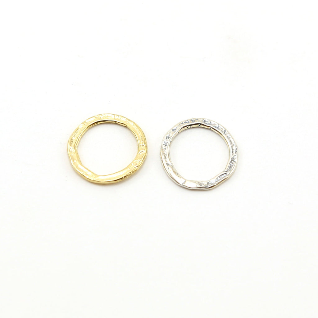 Sterling Silver or Vermeil Medium Size Hammered Textured Open Circle Soldered