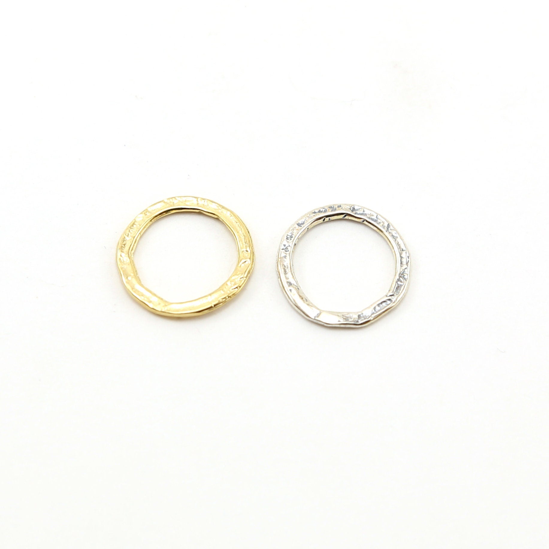 Sterling Silver or Vermeil Medium Size Hammered Textured Open Circle Soldered