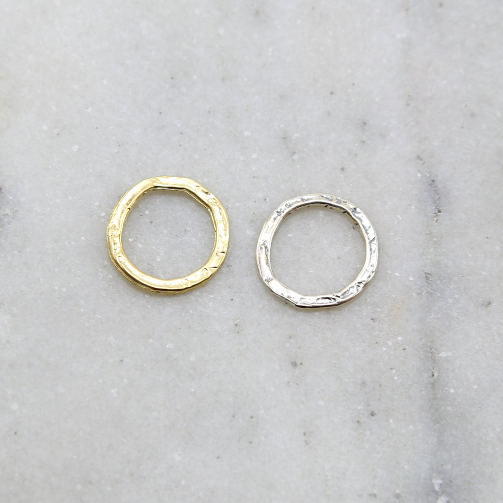 Sterling Silver or Vermeil Medium Size Hammered Textured Open Circle Soldered