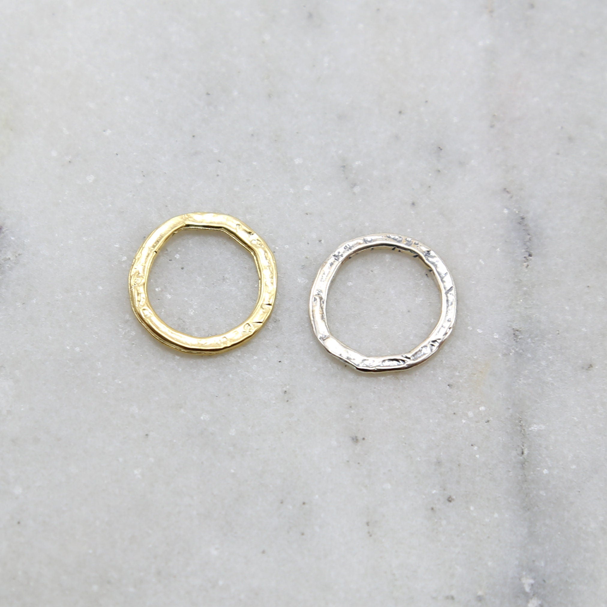 Sterling Silver or Vermeil Medium Size Hammered Textured Open Circle Soldered