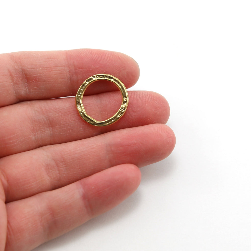 Sterling Silver or Vermeil Medium Size Hammered Textured Open Circle Soldered