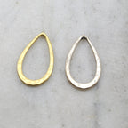 34mmx20mm Sterling Silver or Vermeil Hammered Textured Medium Teardrop Top