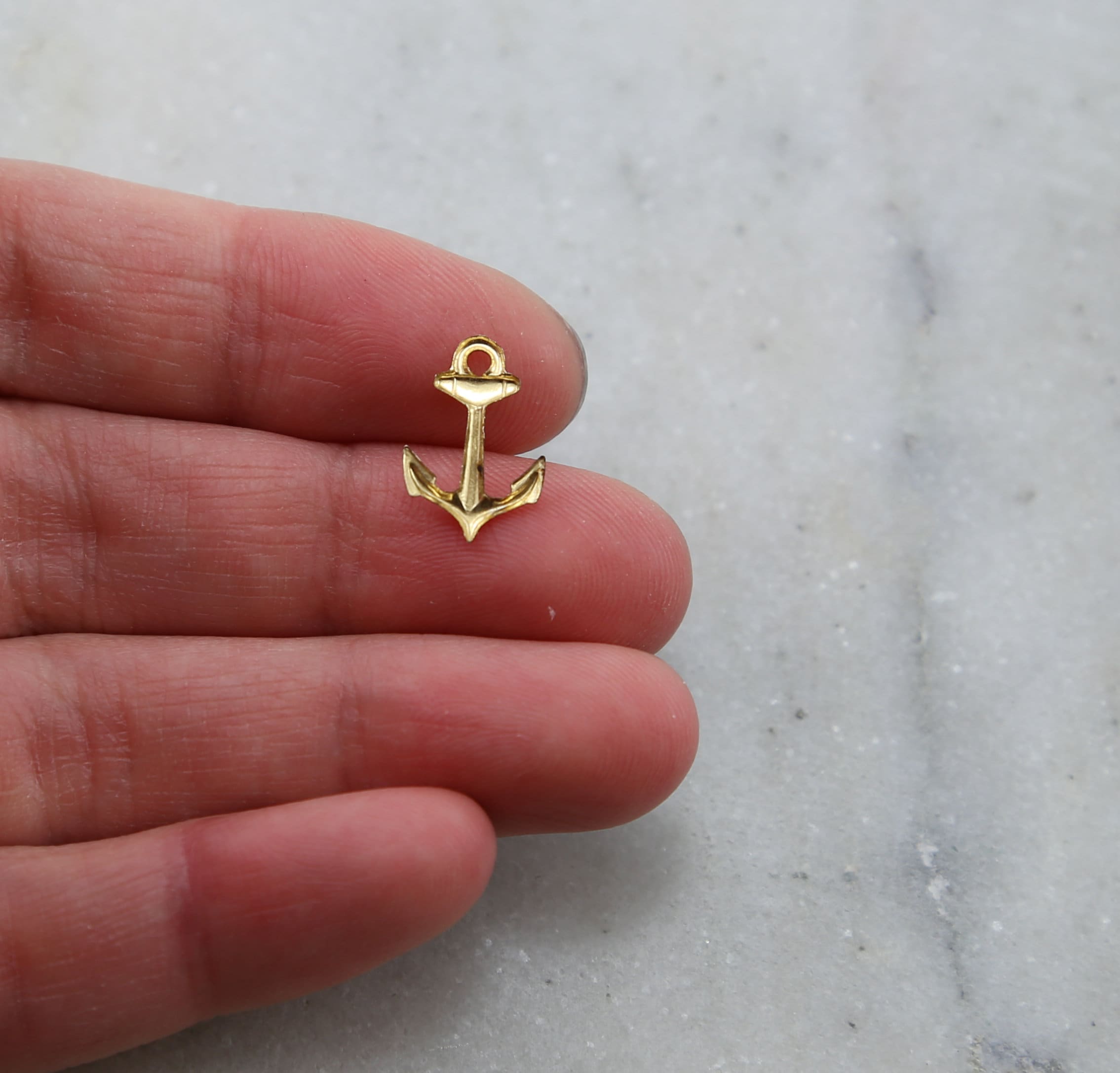 Sterling Silver or 14K Gold Filled Dainty Tiny Anchor Charms (4pc)