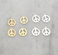 Sterling Silver or 14K Gold Filled Dainty Tiny Flat Peace Sign Charms (4pc)
