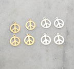 Sterling Silver or 14K Gold Filled Dainty Tiny Flat Peace Sign Charms (4pc)