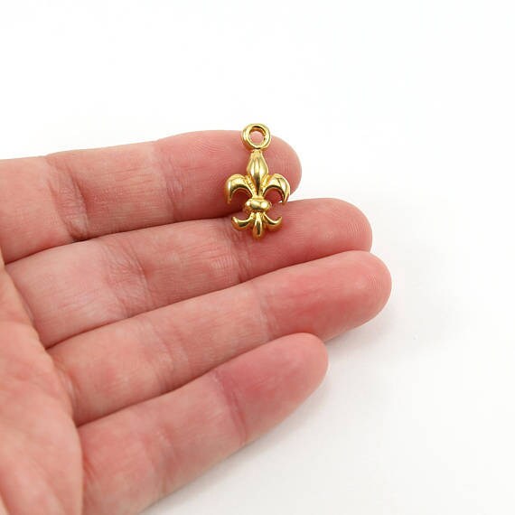 Sterling Silver or Vermeil 3D Realistic Fleur Di Lis Charm Pendant