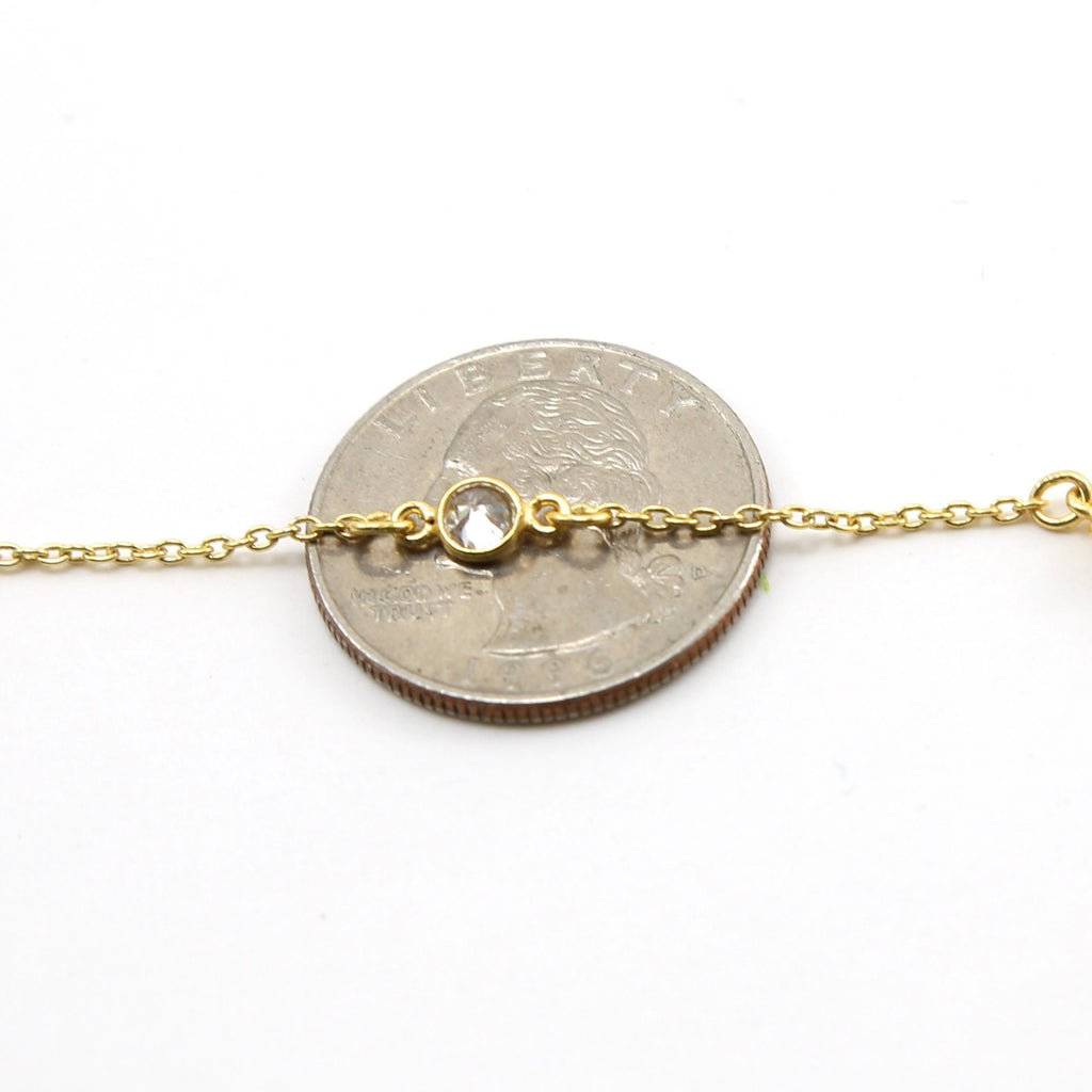 Sterling Silver or Vermeil Round Tiny CZ Cubic Zirconia – Sold by the Foot