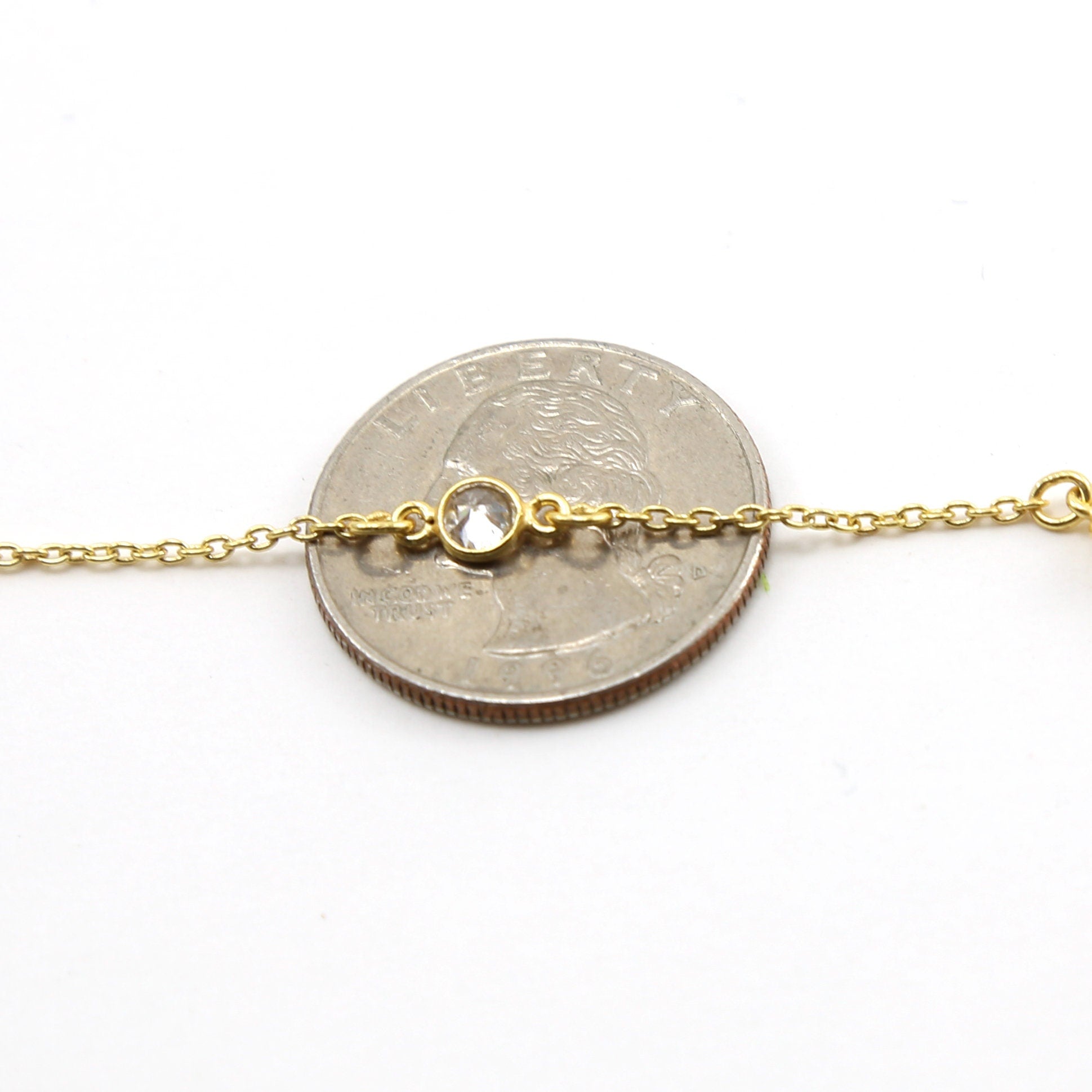 Sterling Silver or Vermeil Round Tiny CZ Cubic Zirconia – Sold by the Foot