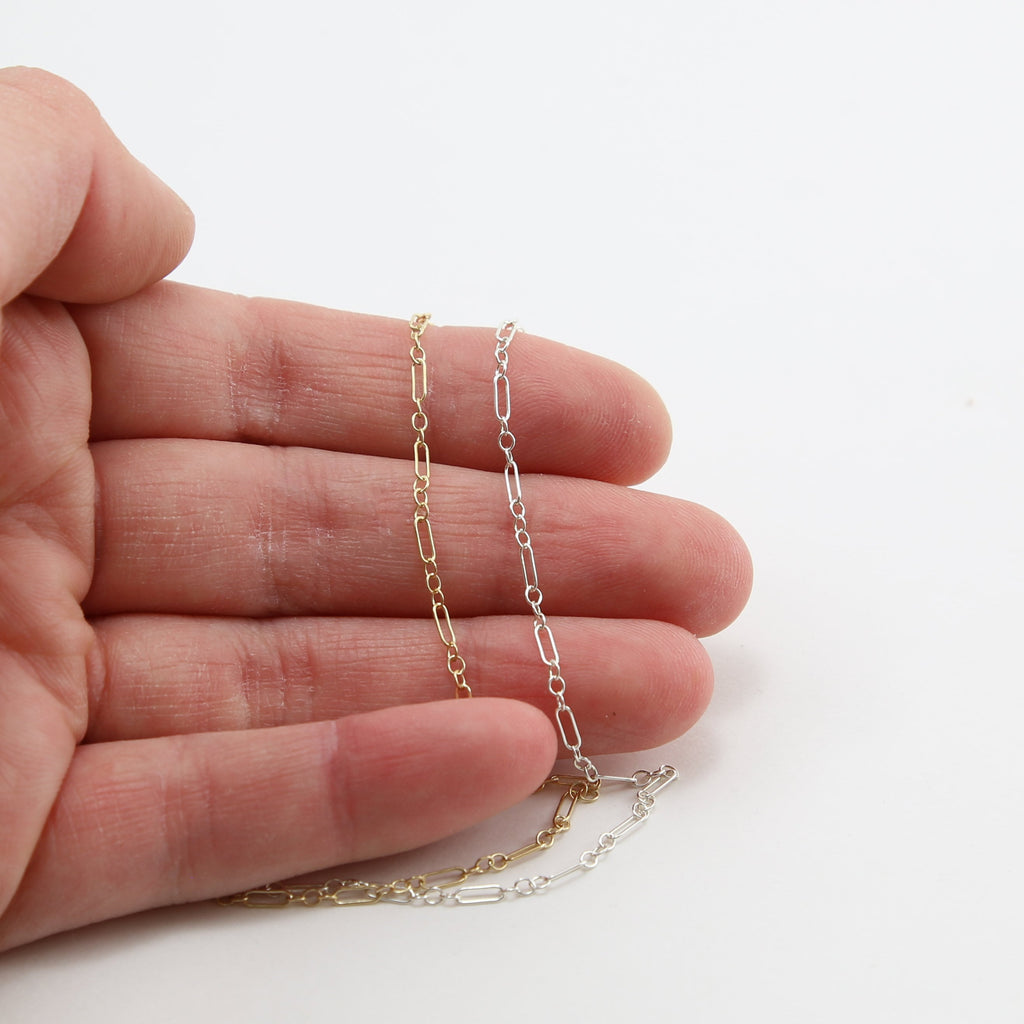 Sterling Silver or 14K Gold Filled Delicate Long and Short – Sold by the Foot