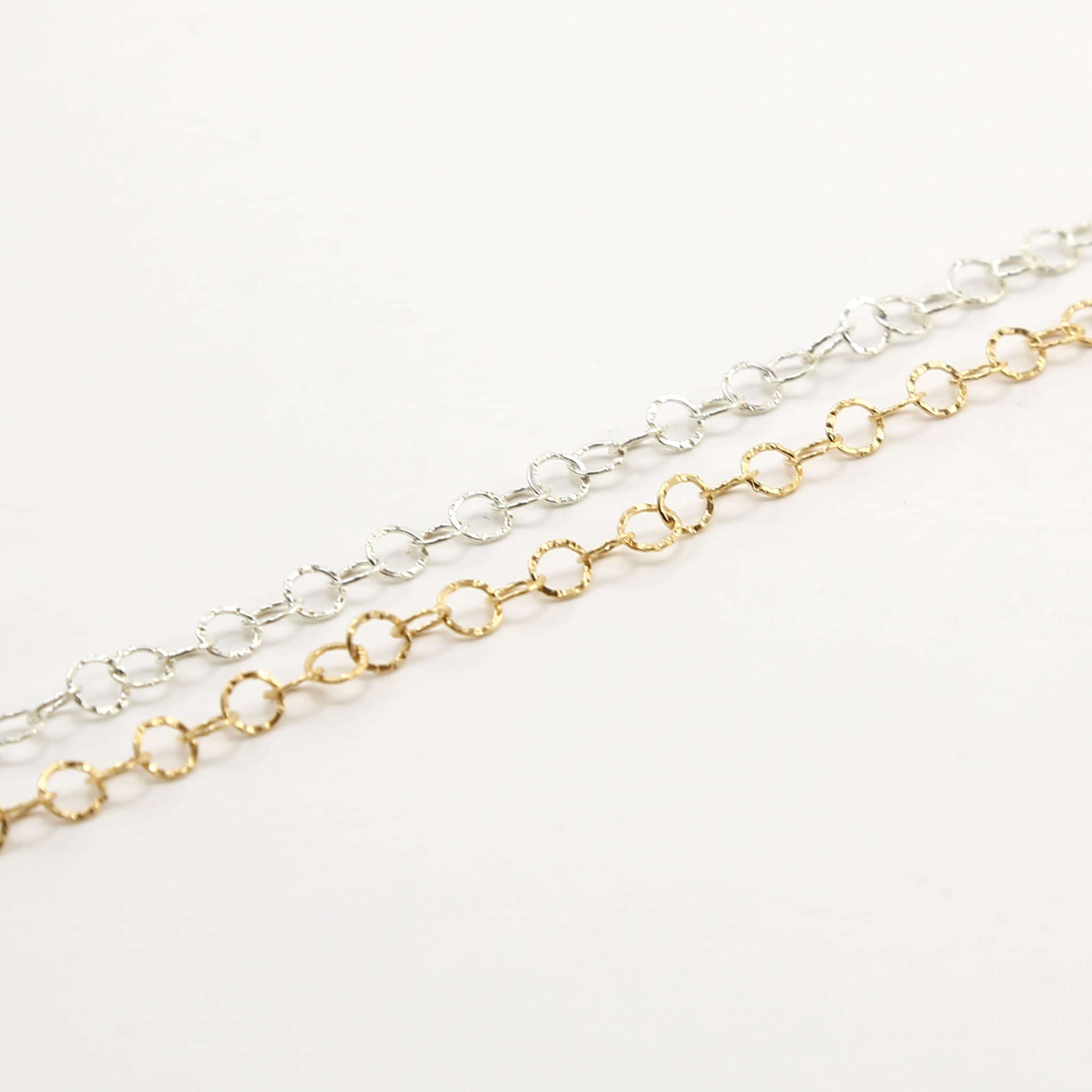 Sterling Silver or 14K Gold Filled Round Textured Hammered – Sold by the Foot