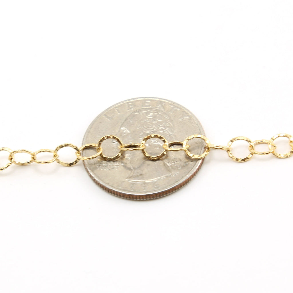 Sterling Silver or 14K Gold Filled Round Textured Hammered – Sold by the Foot