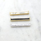 Rhodium Plated Black and White Howlite Marble Bar Necklace Connector