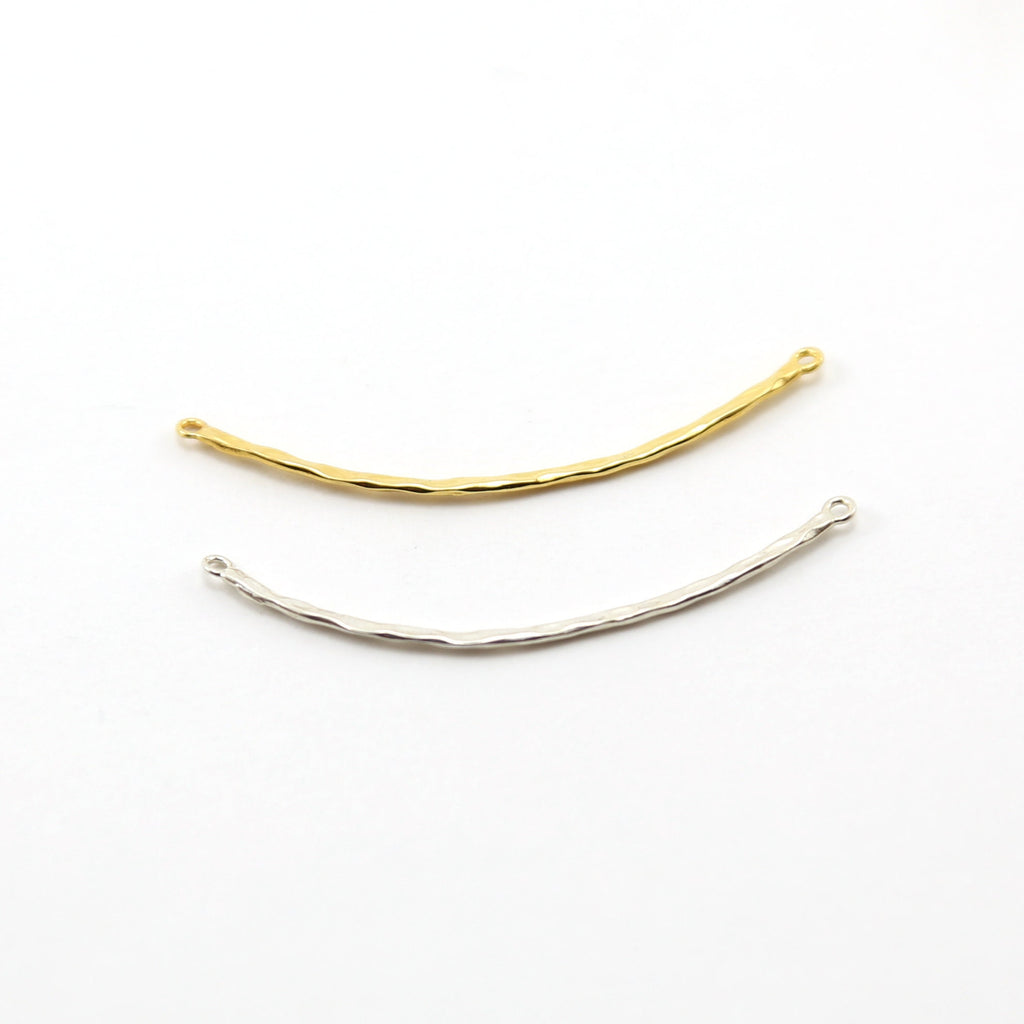Sterling Silver or Vermeil Thin Textured Connector Bar with Two Loops