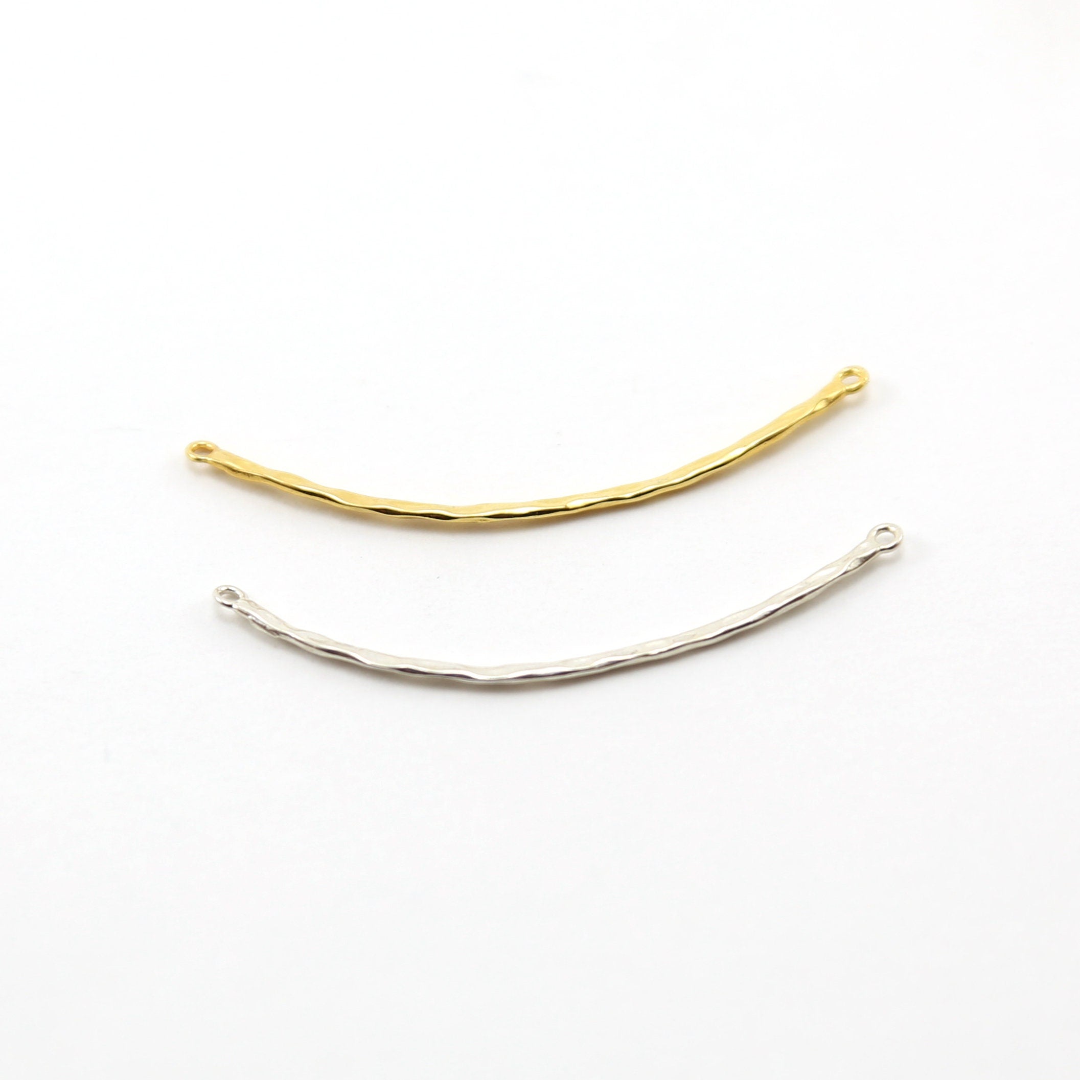 Sterling Silver or Vermeil Thin Textured Connector Bar with Two Loops
