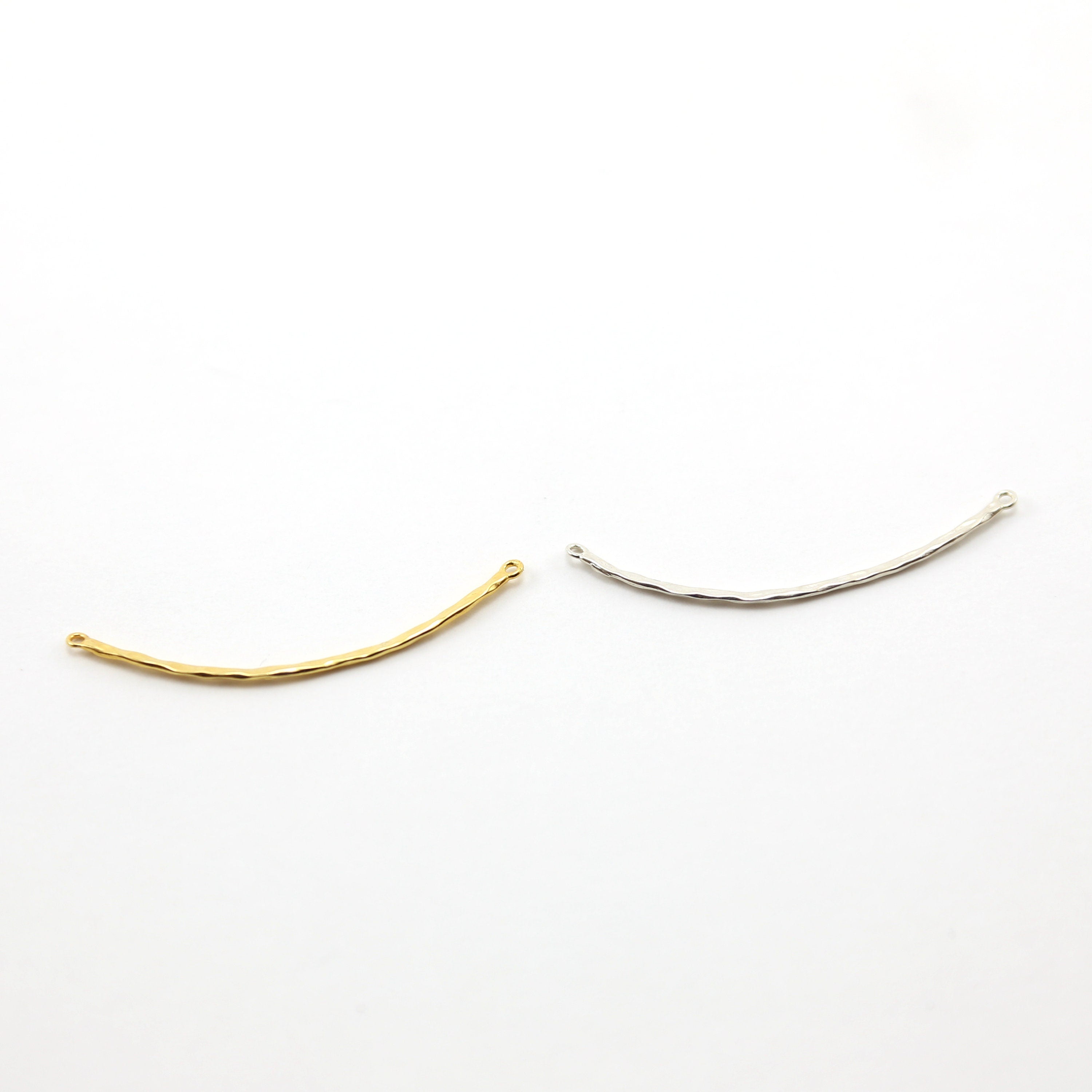 Sterling Silver or Vermeil Thin Textured Connector Bar with Two Loops