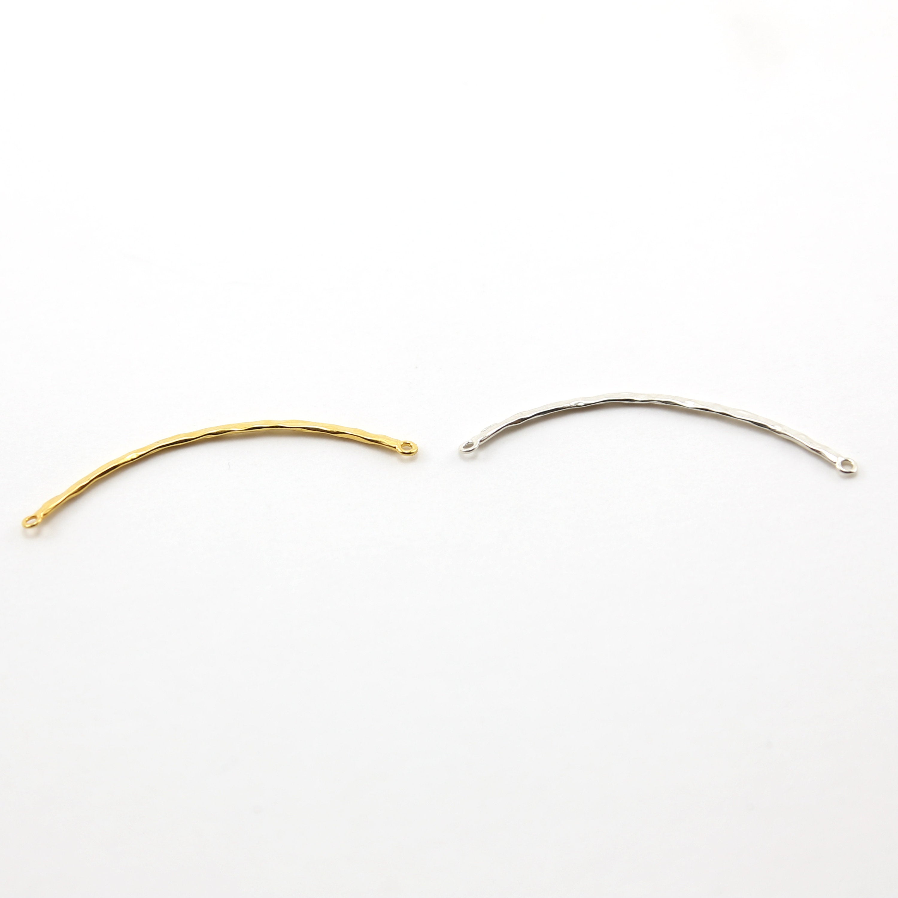 Sterling Silver or Vermeil Thin Textured Connector Bar with Two Loops