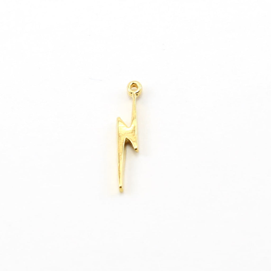 Vermeil Long Skinny Lightning Bolt Charm Storm Nature Celestial