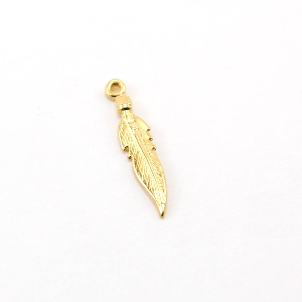 Vermeil Small Dainty Feather Charm Insect Nature Spring Western
