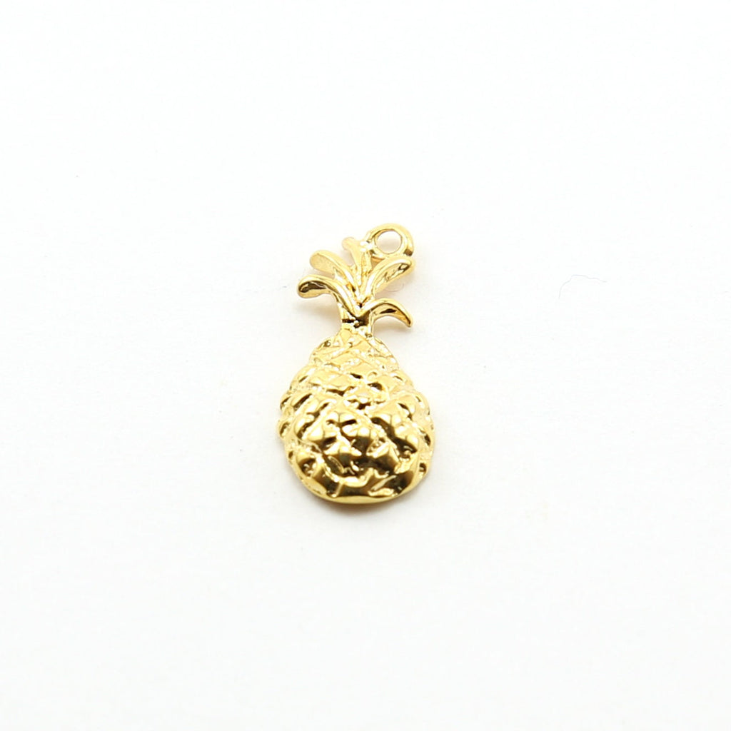 Vermeil Pineapple Textured Tropical Charm Domed Hawaii Vacation