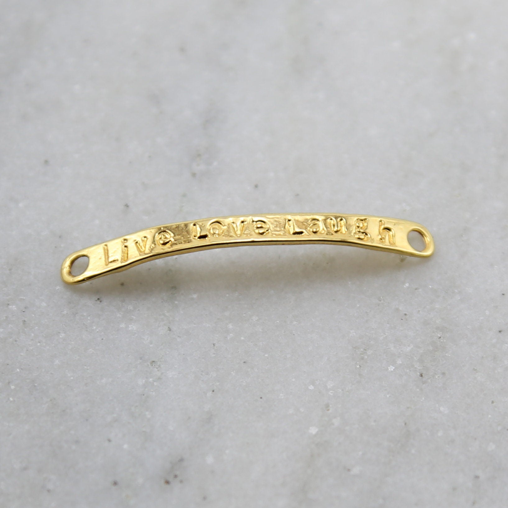 36mmx4mm Vermeil Live Love Laugh Stamped Curved Bracelet Connector Charm