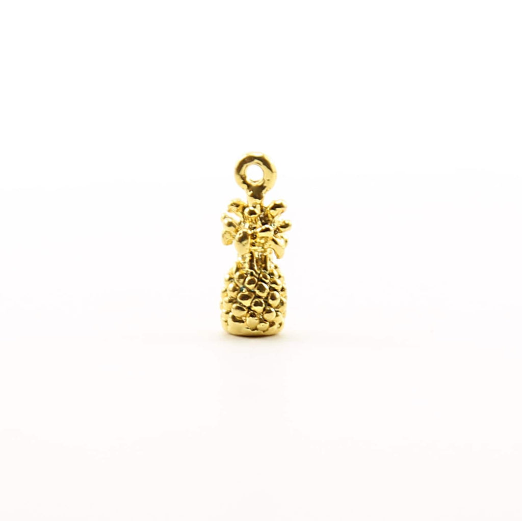 Vermeil Small 3D Pineapple Textured Tropical Charm Thick Hawaii