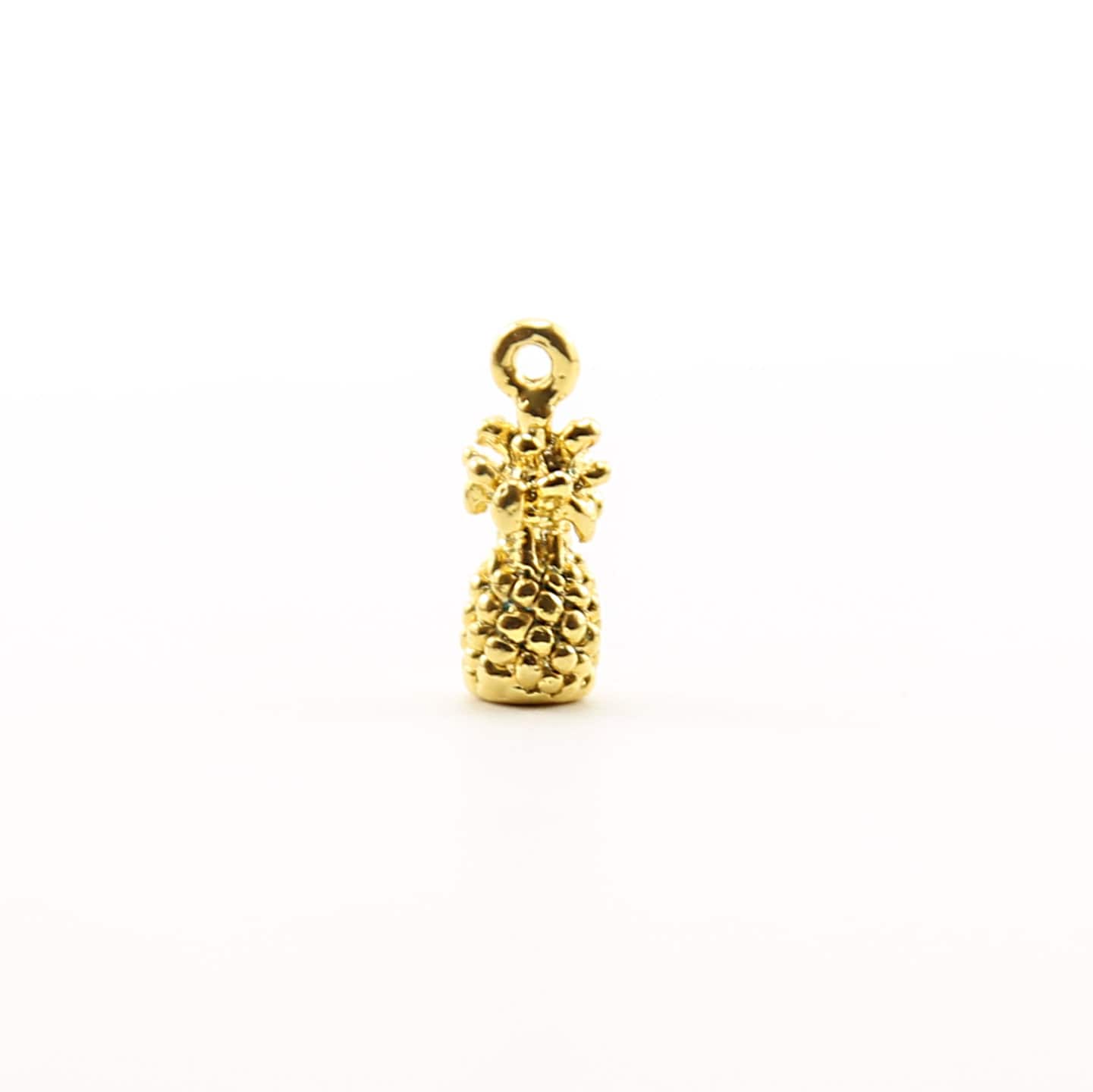 Vermeil Small 3D Pineapple Textured Tropical Charm Thick Hawaii