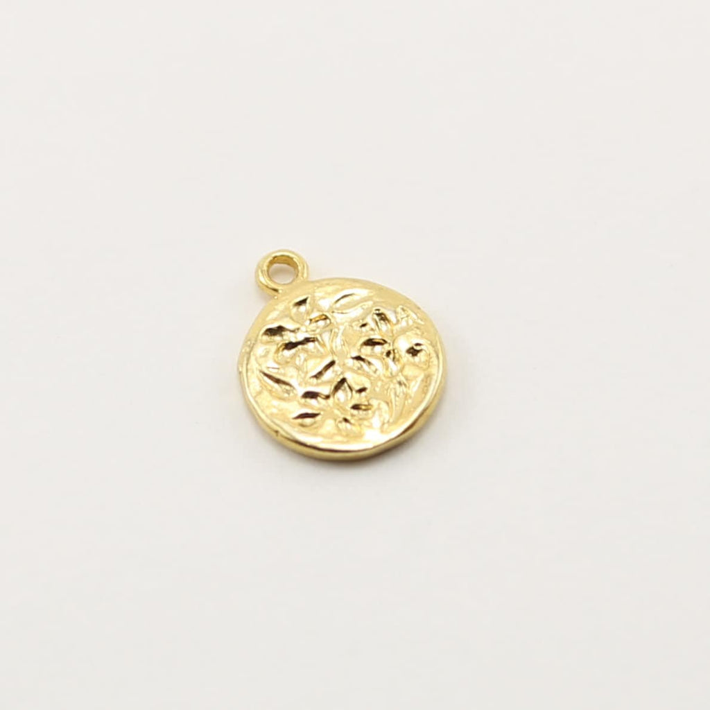 Vermeil Stamped Tree Blossom Double Sided Flower Bouquet Coin