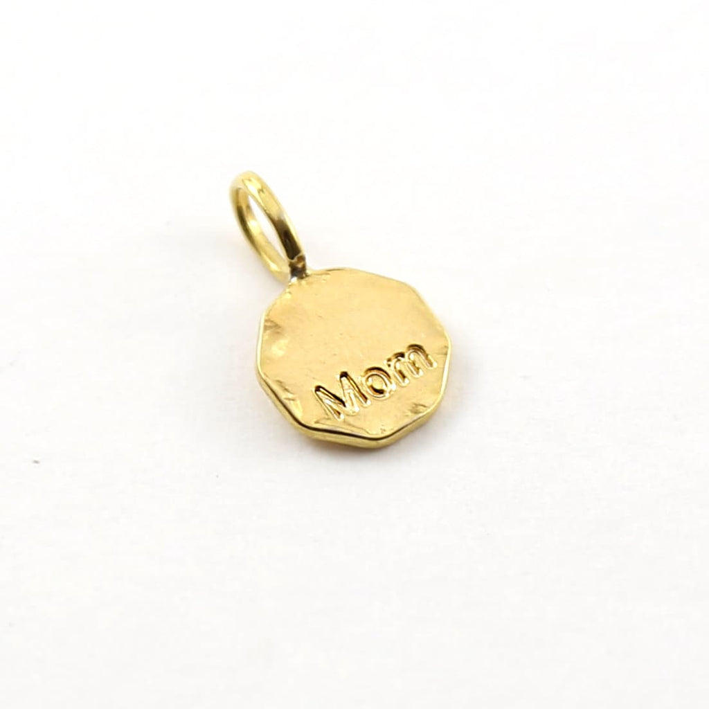Sterling Silver or Vermeil 10mm Stamped Mom Disc Mothers Day Pendant Small