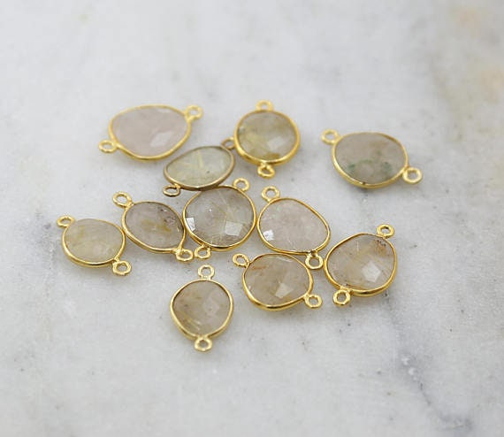 Sterling Silver Golden Rutilated Quartz Natural Shaped Raw Nugget