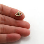 Rhodium Plated CZ Small Evil Eye Black Stone Eye Necklace Charm