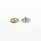 Rhodium Plated CZ Small Evil Eye Black Stone Eye Necklace Charm