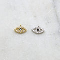 Rhodium Plated CZ Small Evil Eye Black Stone Eye Necklace Charm