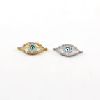 Rhodium Plated CZ Large Evil Eye Blue Stone Eye Necklace Bracelet