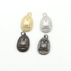 23mmx14mm Rhodium Plated CZ Pave Buddha Om Gold Silver Gunmetal Yoga Buddhist