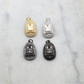 23mmx14mm Rhodium Plated CZ Pave Buddha Om Gold Silver Gunmetal Yoga Buddhist