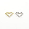 Rhodium Plated Cubic Zirconia Pave Heart Connector Love Pendant