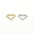 Rhodium Plated Cubic Zirconia Pave Heart Connector Love Pendant