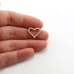 Rhodium Plated Cubic Zirconia Pave Heart Connector Love Pendant