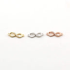 Rhodium Plated Dainty CZ Infinity Connector Charm in Gold Silver