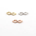 Rhodium Plated Dainty CZ Infinity Connector Charm in Gold Silver