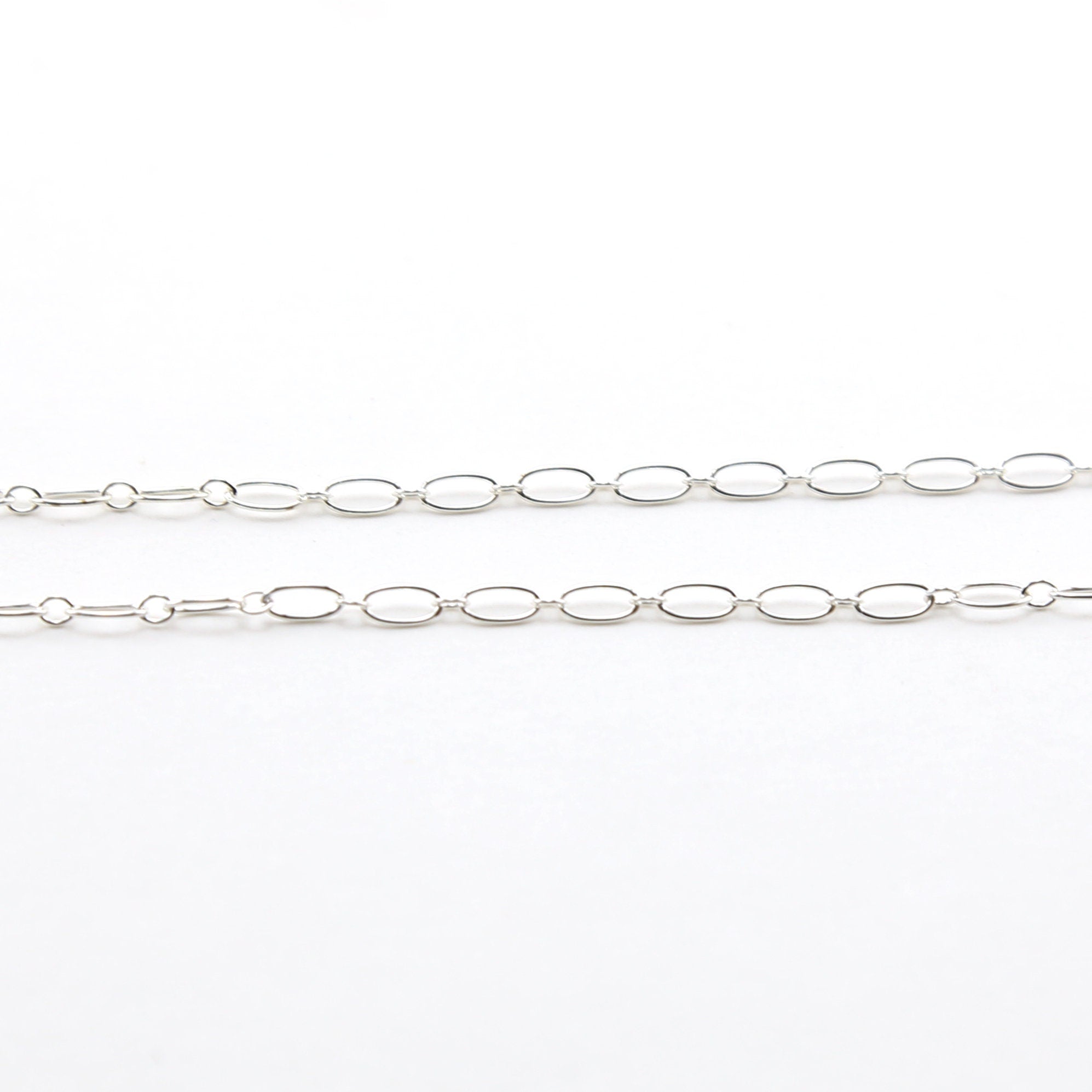 Sterling Silver Oval Link Chain with Small Circle 5 x 2.7mm – Sold by the Foot