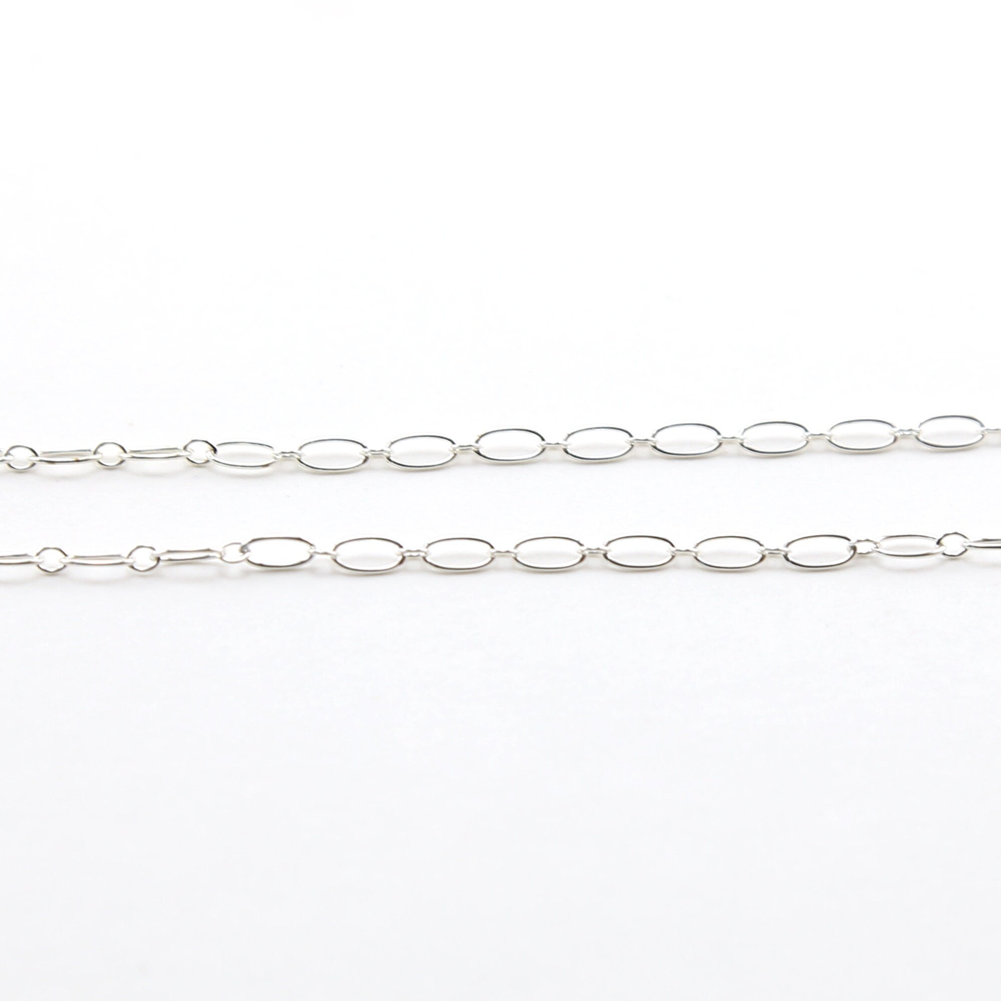 Sterling Silver Oval Link Chain with Small Circle 5 x 2.7mm – Sold by the Foot