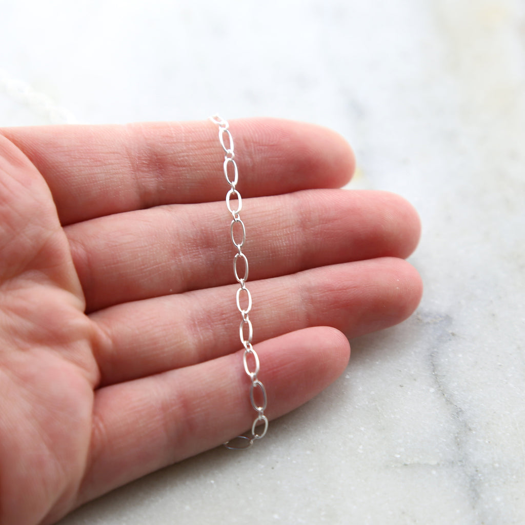 Sterling Silver Oval Link Chain with Small Circle 5 x 2.7mm – Sold by the Foot